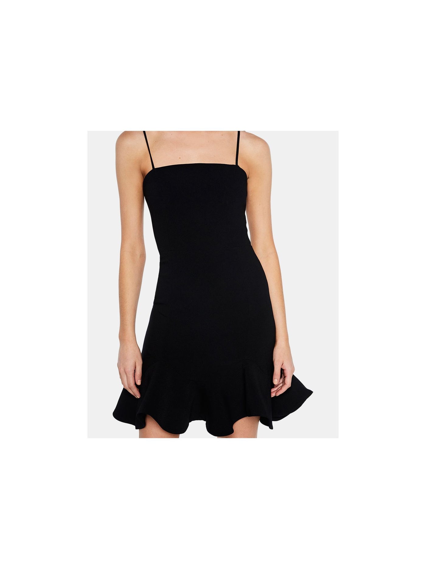 BARDOT Womens Black Spaghetti Strap Square Neck Above The Knee Party Fit + Flare Dress XS