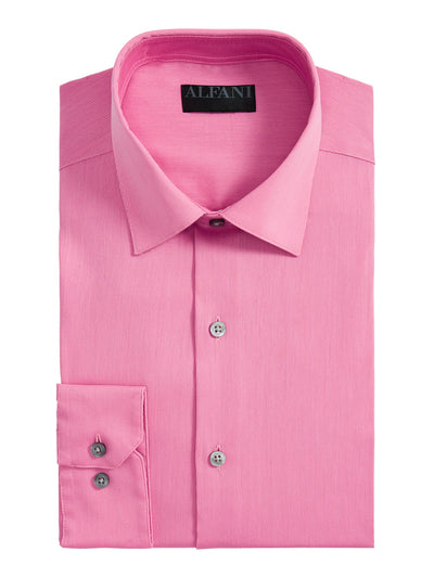 ALFANI Mens Pink Pinstripe Point Collar Classic Fit Dress Shirt L 16/16.5- 34/35