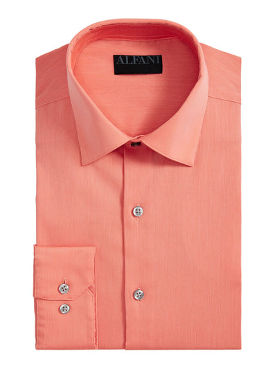 ALFANI Mens Orange Pinstripe Collared Classic Fit Dress Shirt XXL 18-18.5 36/37