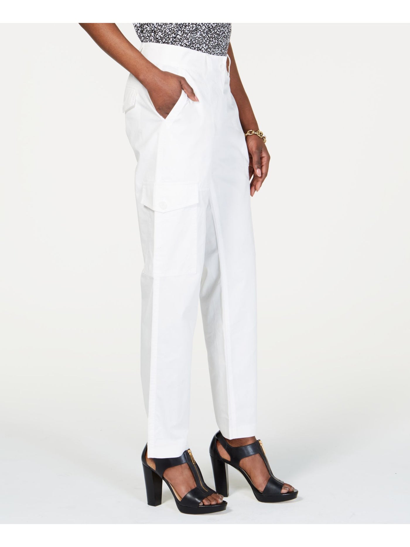 MICHAEL KORS Womens White Cargo Pants Petites 12P