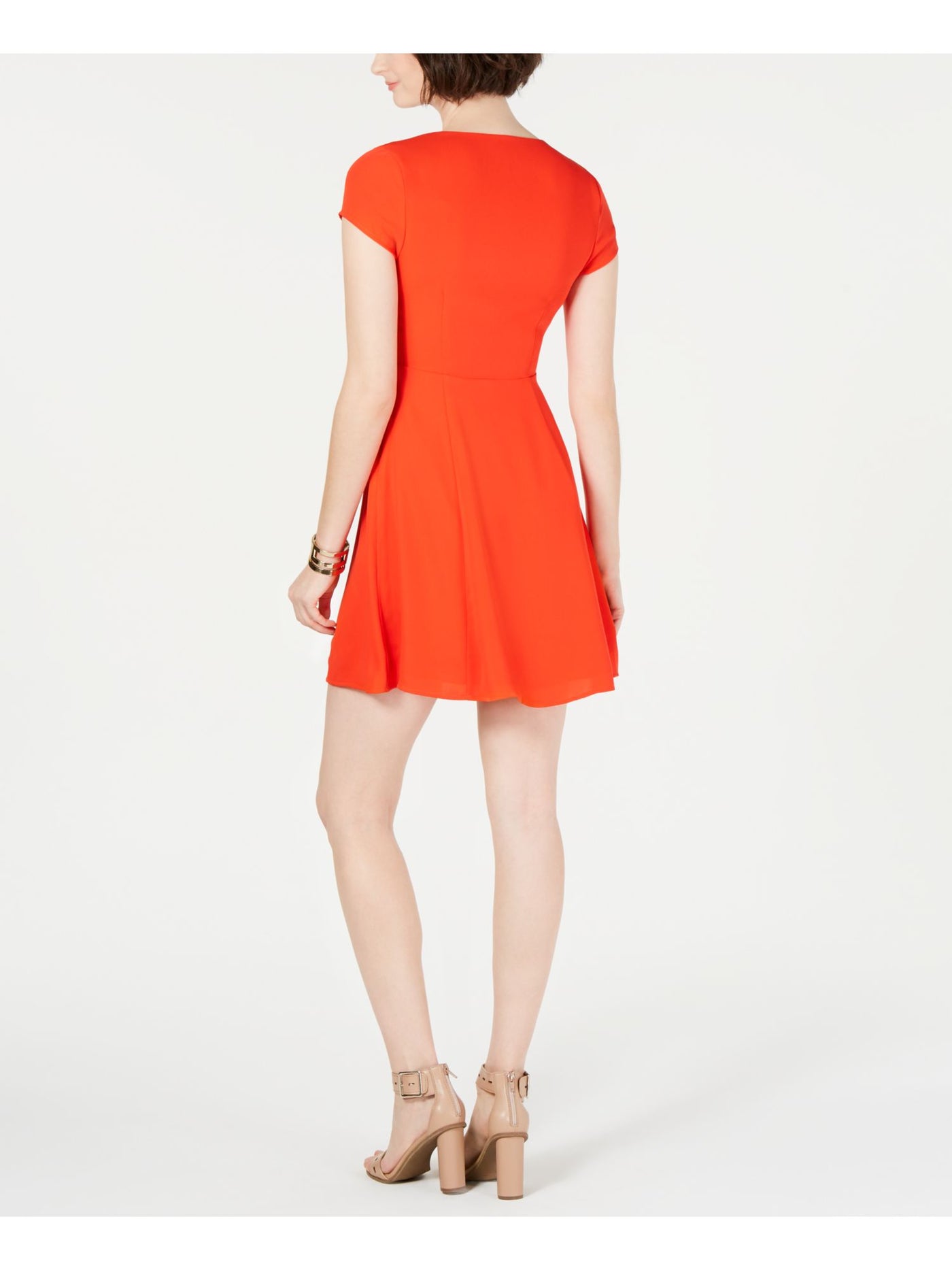 19 COOPER Womens Red Tie-front Cap Sleeve V Neck Mini Cocktail A-Line Dress XS