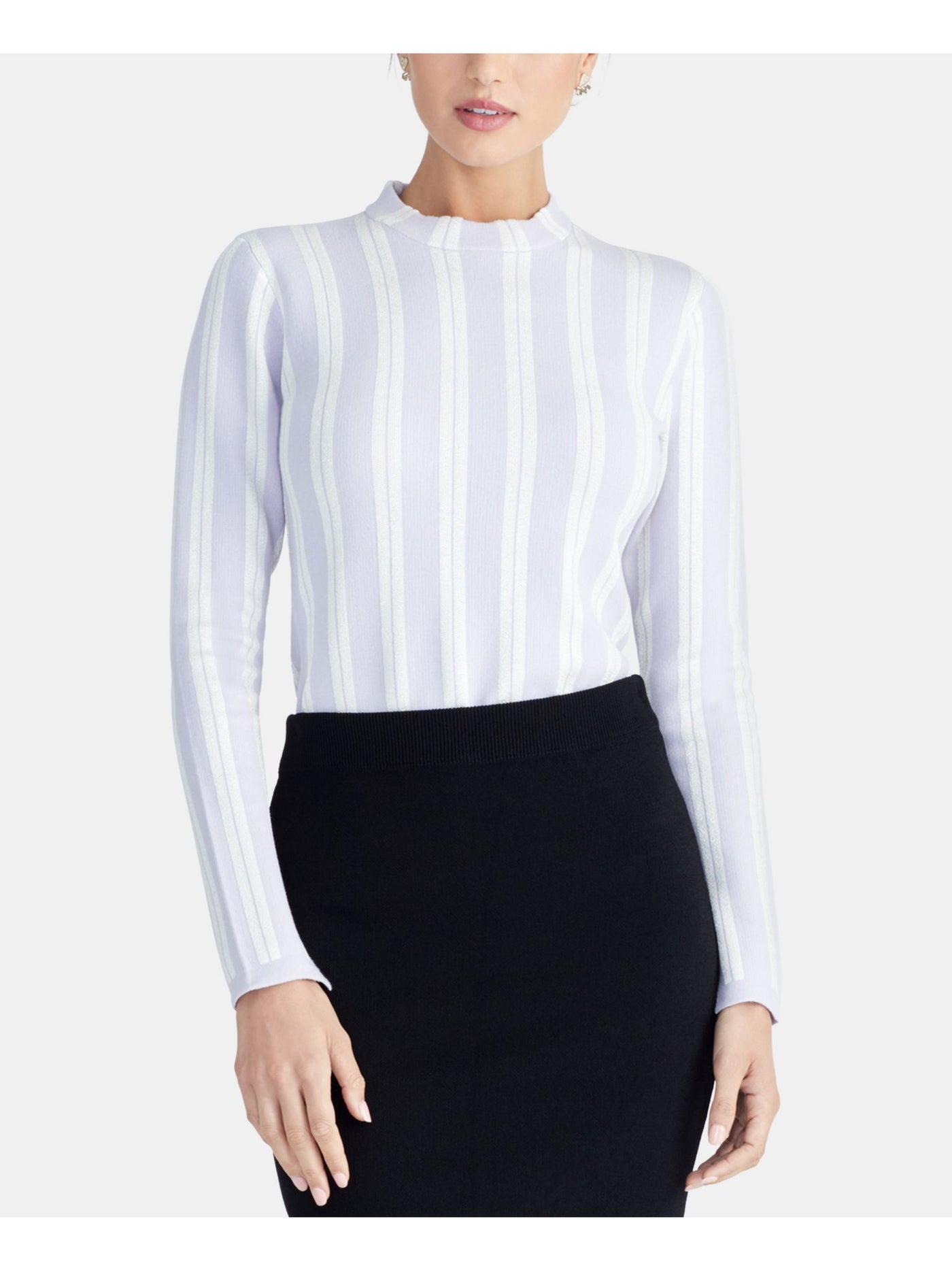 RACHEL RACHEL ROY Womens Light Purple Striped Long Sleeve Turtle Neck Top XS