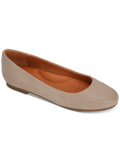 GENTLE SOULS KENNETH COLE Womens Beige Arch Support Cushioned Perforated Eugene Round Toe Slip On Leather Ballet Flats 8 M