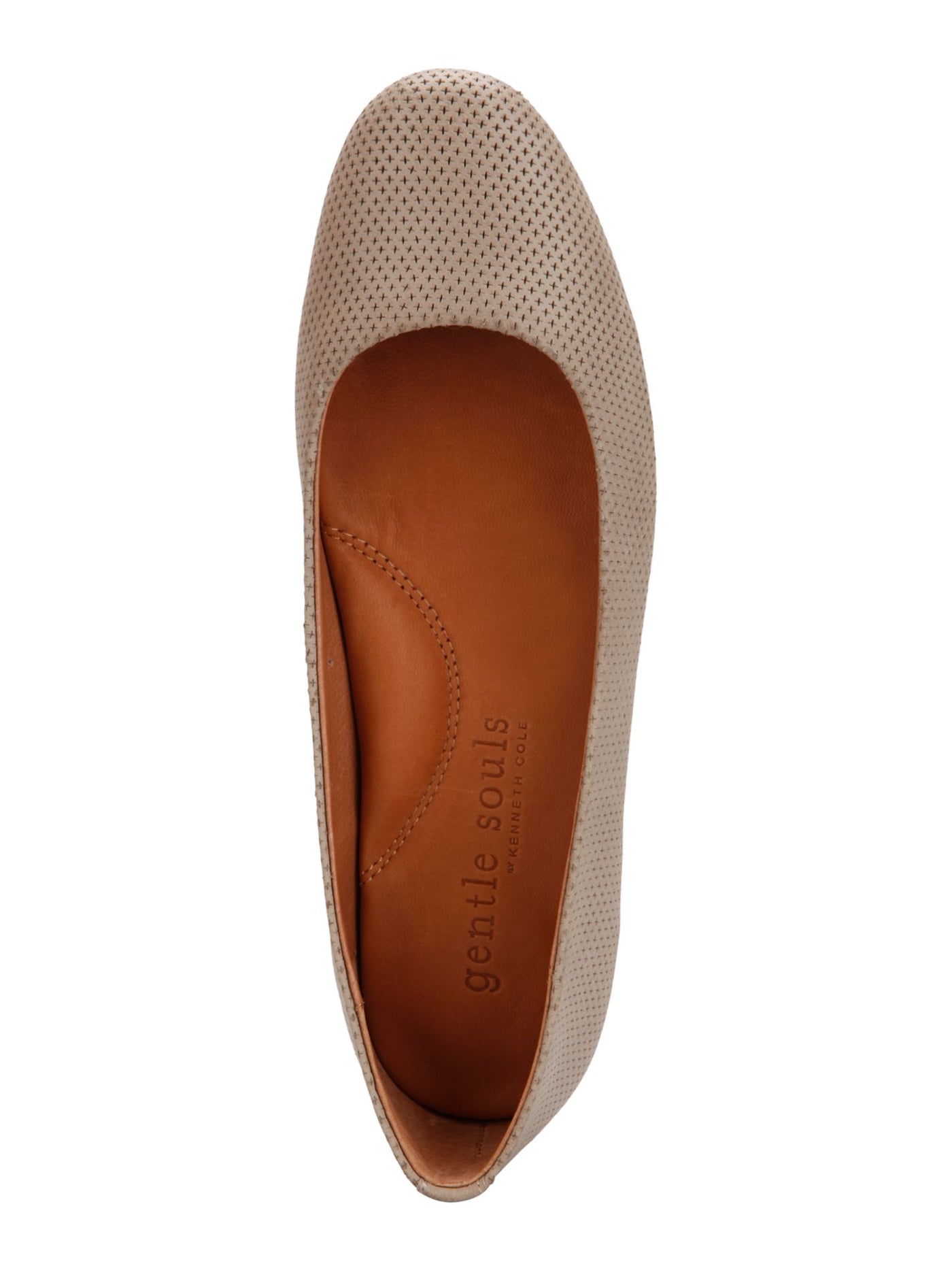 GENTLE SOULS KENNETH COLE Womens Beige Arch Support Cushioned Perforated Eugene Round Toe Slip On Leather Ballet Flats 8 M