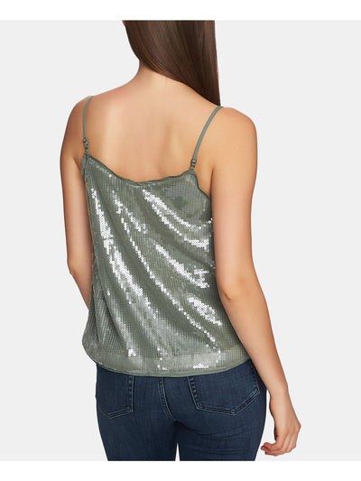 1. STATE Womens Green Sequined Spaghetti Strap Tank Top M