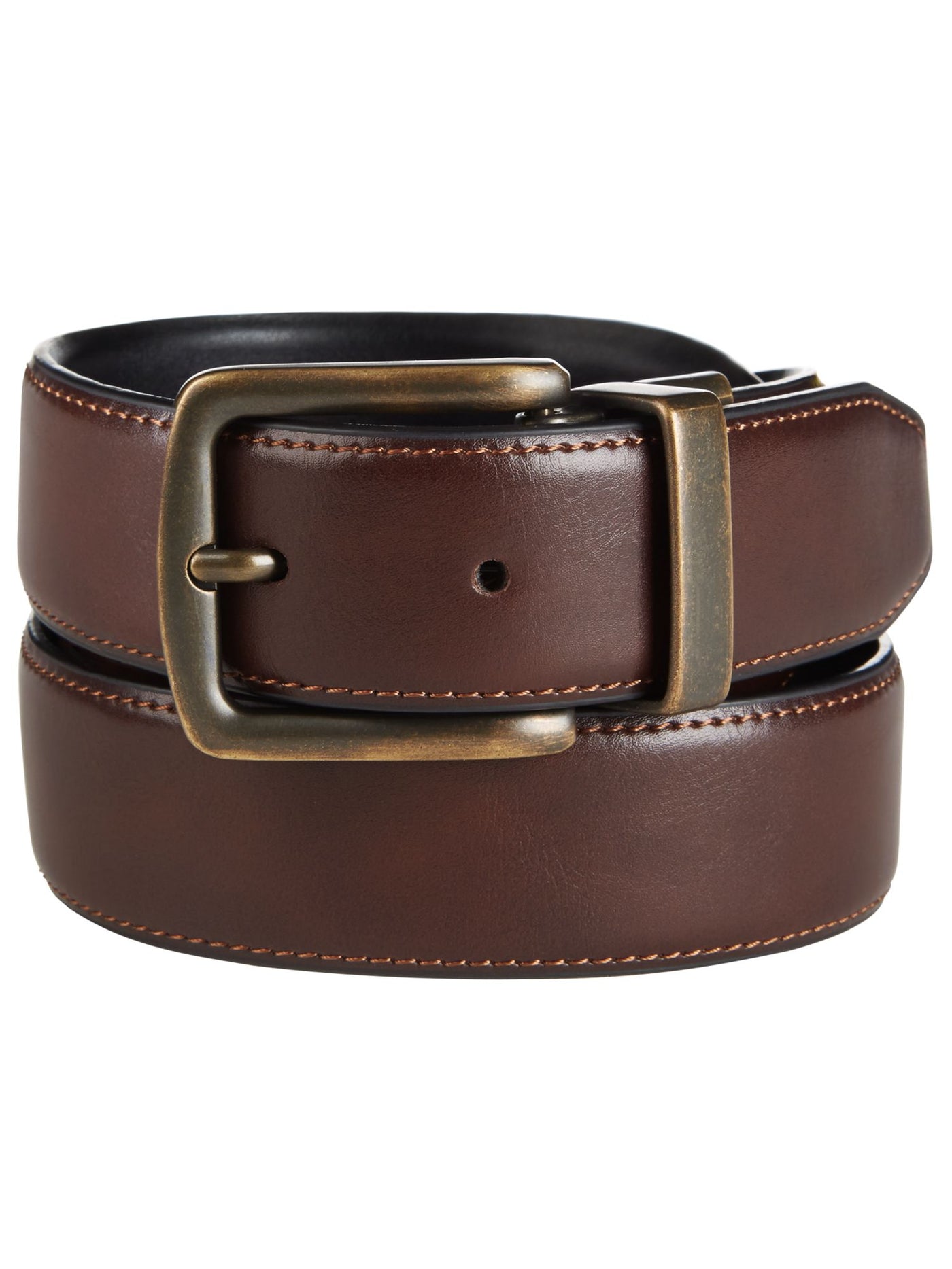 CLUBROOM Mens Brown Faux Leather Casual Belt M