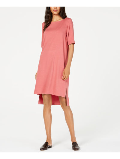 EILEEN FISHER Womens Pink Jewel Neck Above The Knee Hi-Lo Dress Petites XS\TP