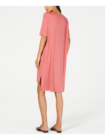 EILEEN FISHER Womens Pink Jewel Neck Above The Knee Hi-Lo Dress Petites XS\TP