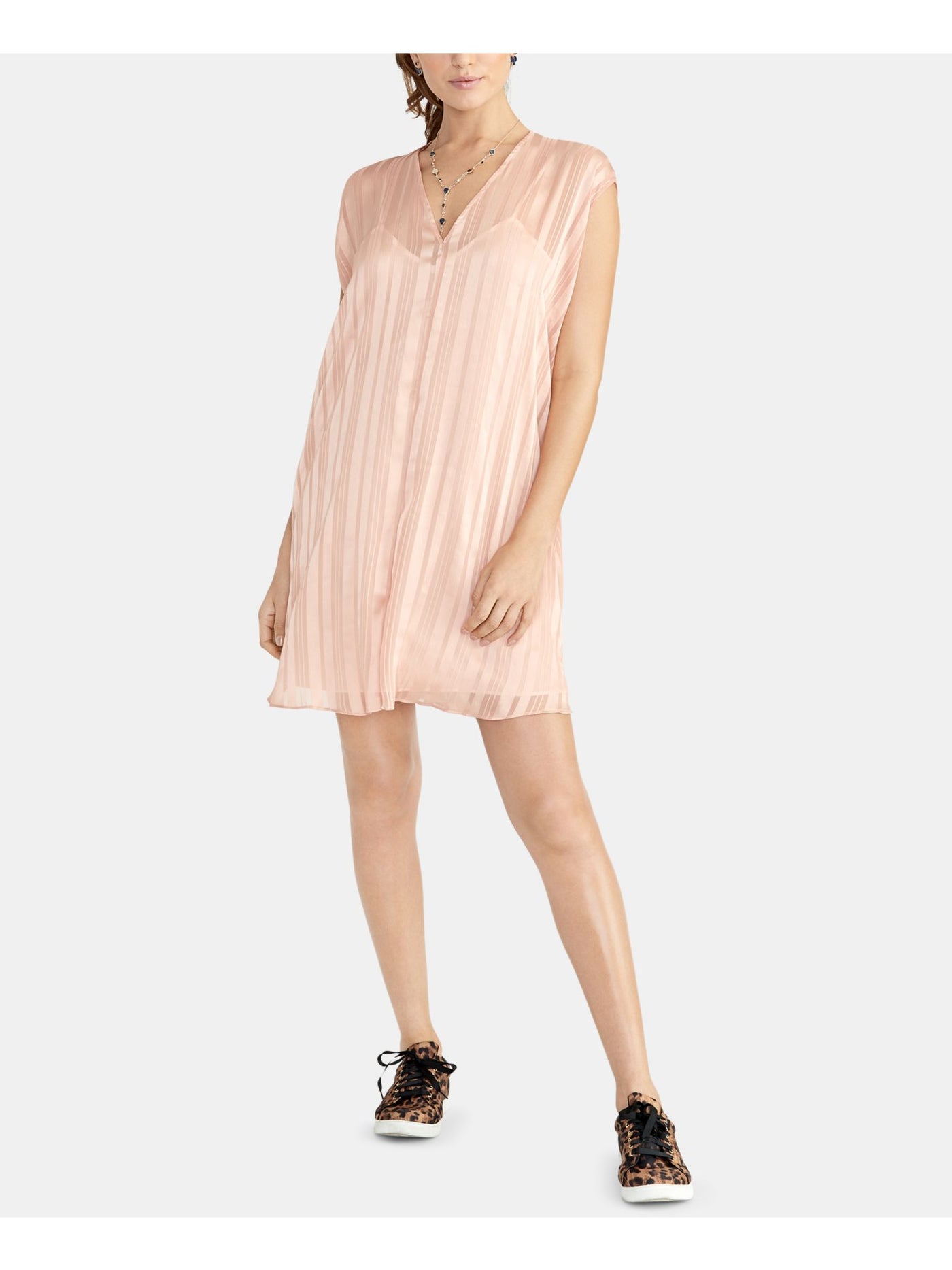 RACHEL ROY Womens Pink Sleeveless V Neck Mini Shift Dress M