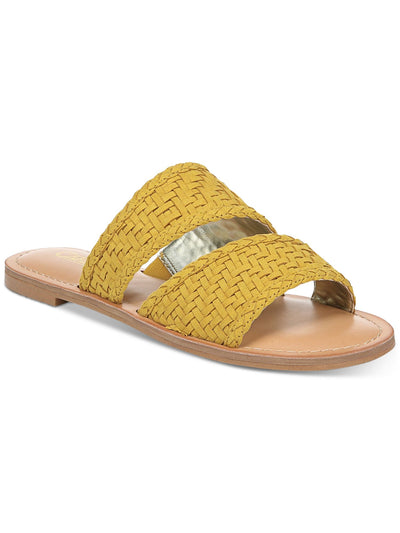 CARLOS BY CARLOS SANTANA Womens Yellow Woven Asymmetrical Padded Holly Round Toe Slip On Slide Sandals Shoes 7.5 M