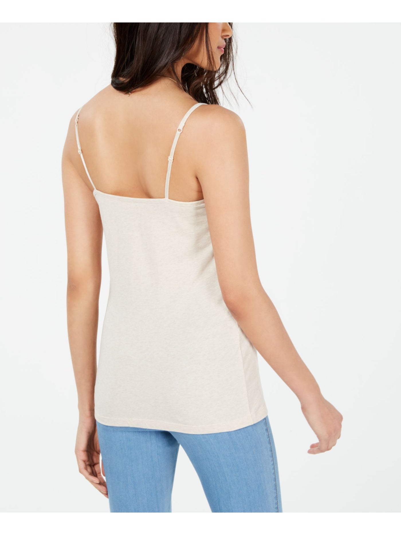 MAISON JULES Womens Beige Spaghetti Strap Scoop Neck Tank Top Juniors L