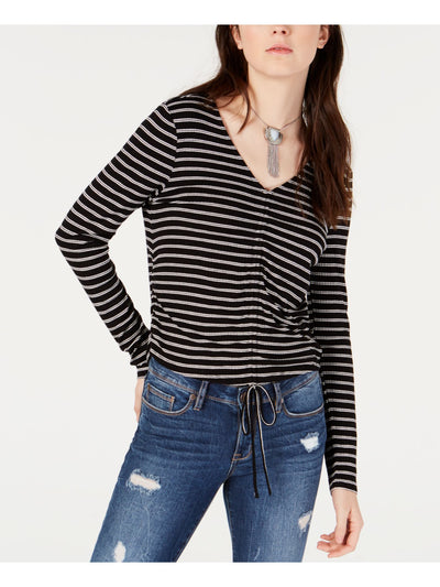 AMERICAN RAG Womens Striped Long Sleeve V Neck Blouse