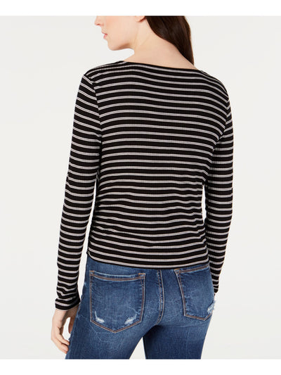 AMERICAN RAG Womens Striped Long Sleeve V Neck Blouse