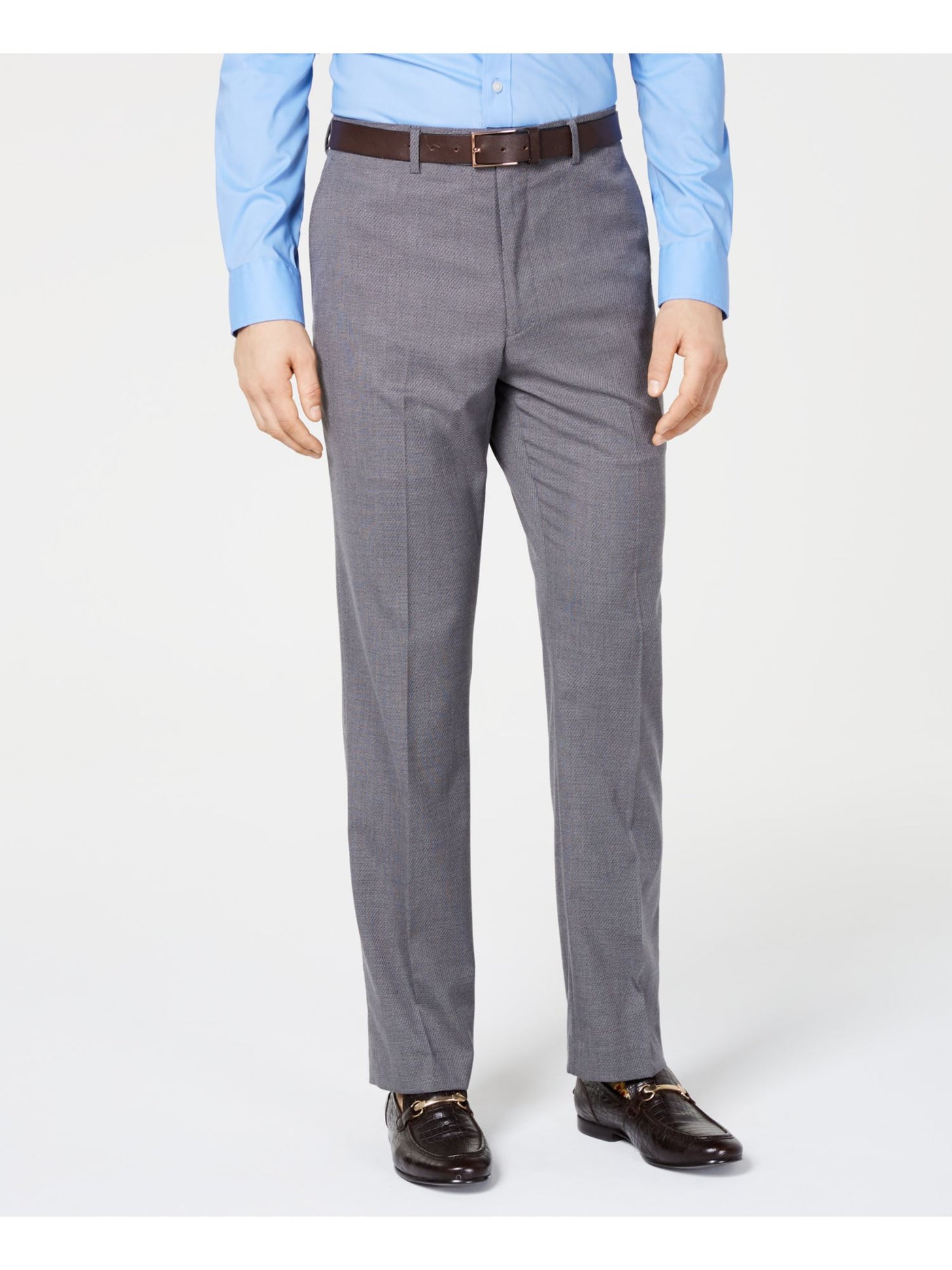 VINCE CAMUTO Mens Gray Flat Front Patterned Slim Fit Performance Stretch Suit Separate Pants 42W/ 30L