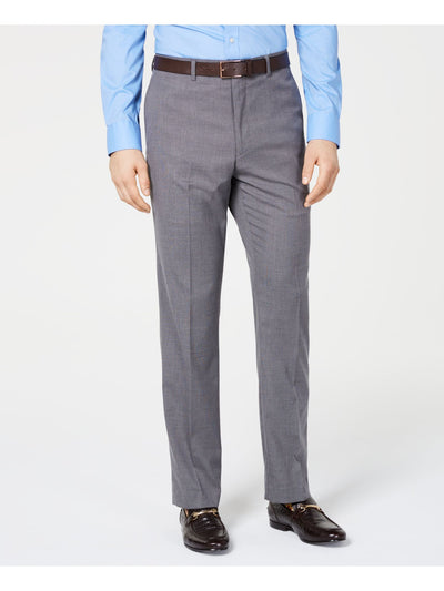 VINCE CAMUTO Mens Gray Flat Front Patterned Slim Fit Performance Stretch Suit Separate Pants 42W/ 30L