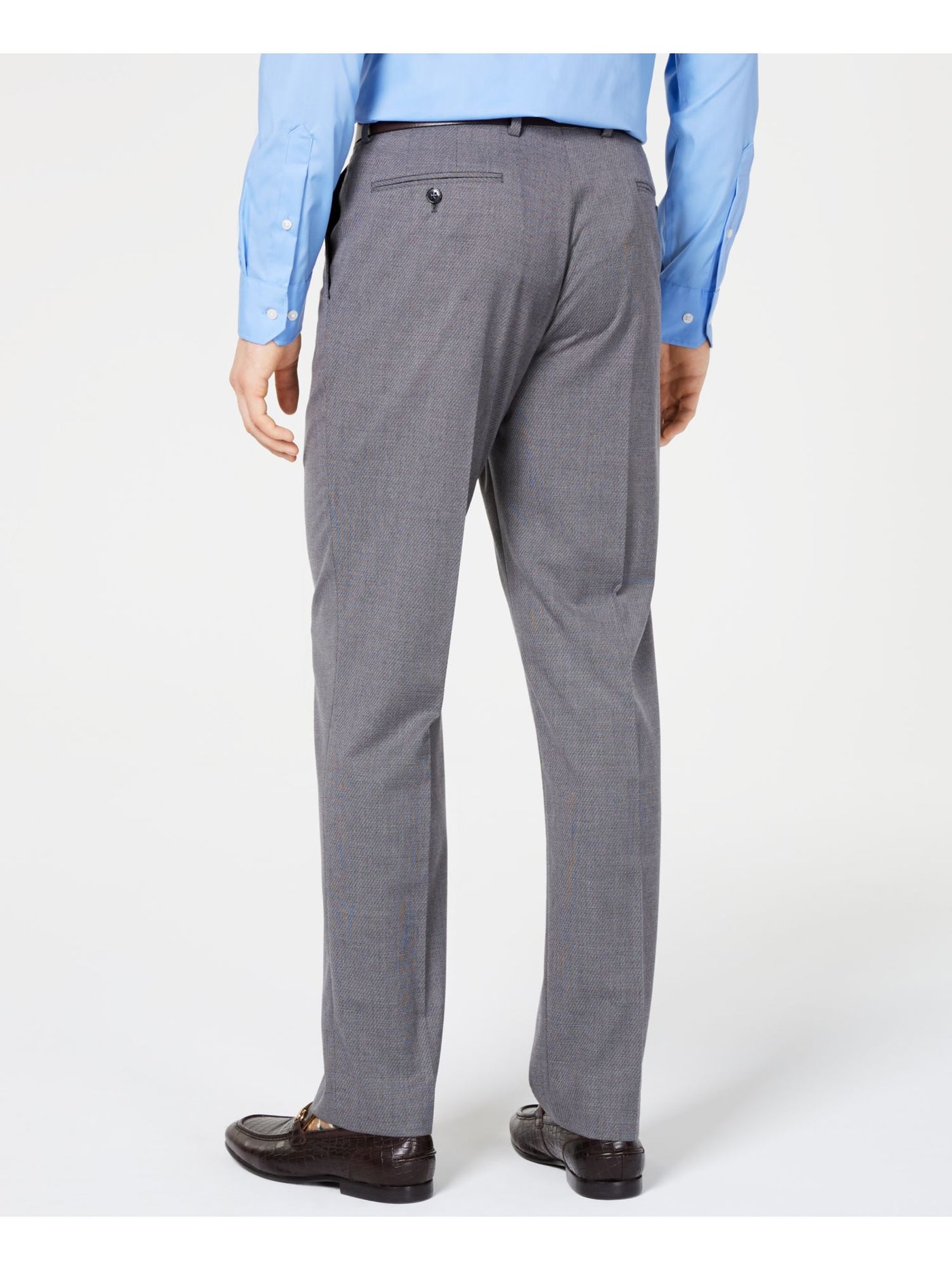 VINCE CAMUTO Mens Gray Flat Front Patterned Slim Fit Performance Stretch Suit Separate Pants 42W/ 30L