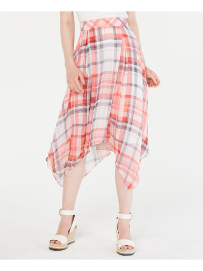 TOMMY HILFIGER Womens Pink Plaid Below The Knee Circle Skirt 4