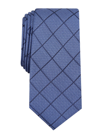 ALFANI Mens Blue Windowpane Plaid Classic Neck Tie