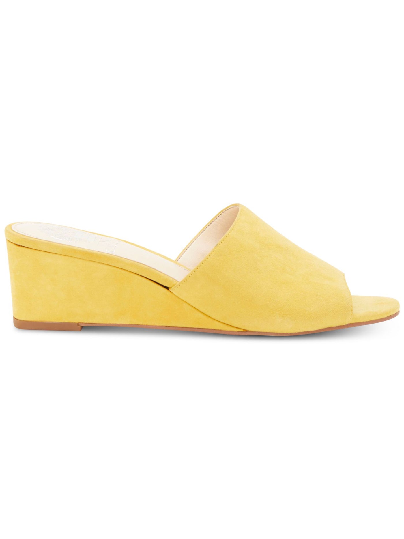 VINCE CAMUTO Womens Dandelion Yellow Goring Padded Stephena Round Toe Wedge Slip On Leather Slide Sandals Shoes 5.5 M