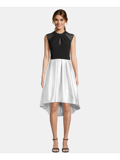 BETSY & ADAM Womens Black Lace Cap Sleeve Keyhole Midi Formal Hi-Lo Dress 6