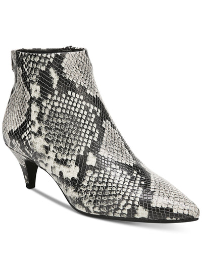 CIRCUS BY SAM EDELMAN Womens Beige Snake Print Cushioned Logo Kirby Pointed Toe Kitten Heel Zip-Up Booties 7 M