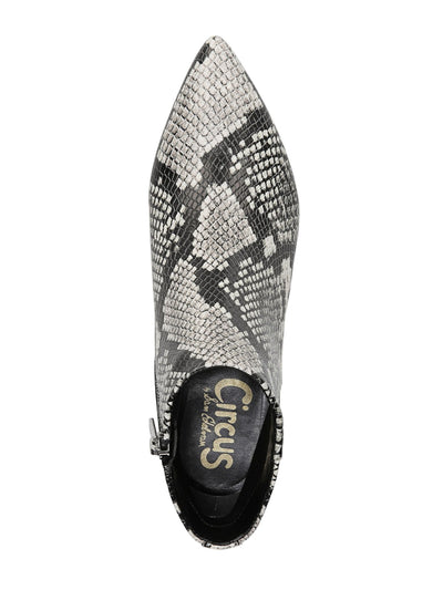 CIRCUS BY SAM EDELMAN Womens Beige Snake Print Cushioned Logo Kirby Pointed Toe Kitten Heel Zip-Up Booties 7 M