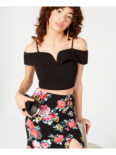 B DARLIN Womens Short Sleeve Off Shoulder Crop Top