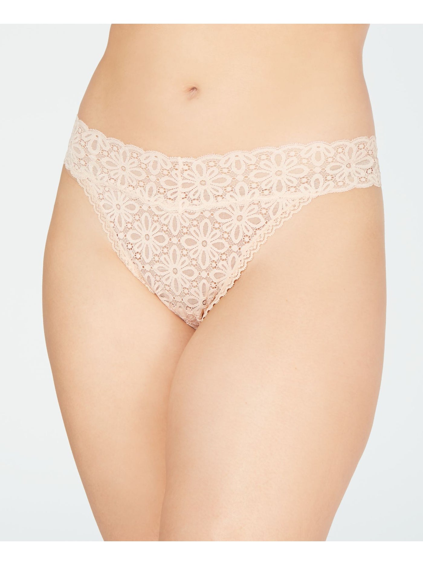 JENNI Intimates Beige Lace Everyday Thong Plus Size: ONE SIZE