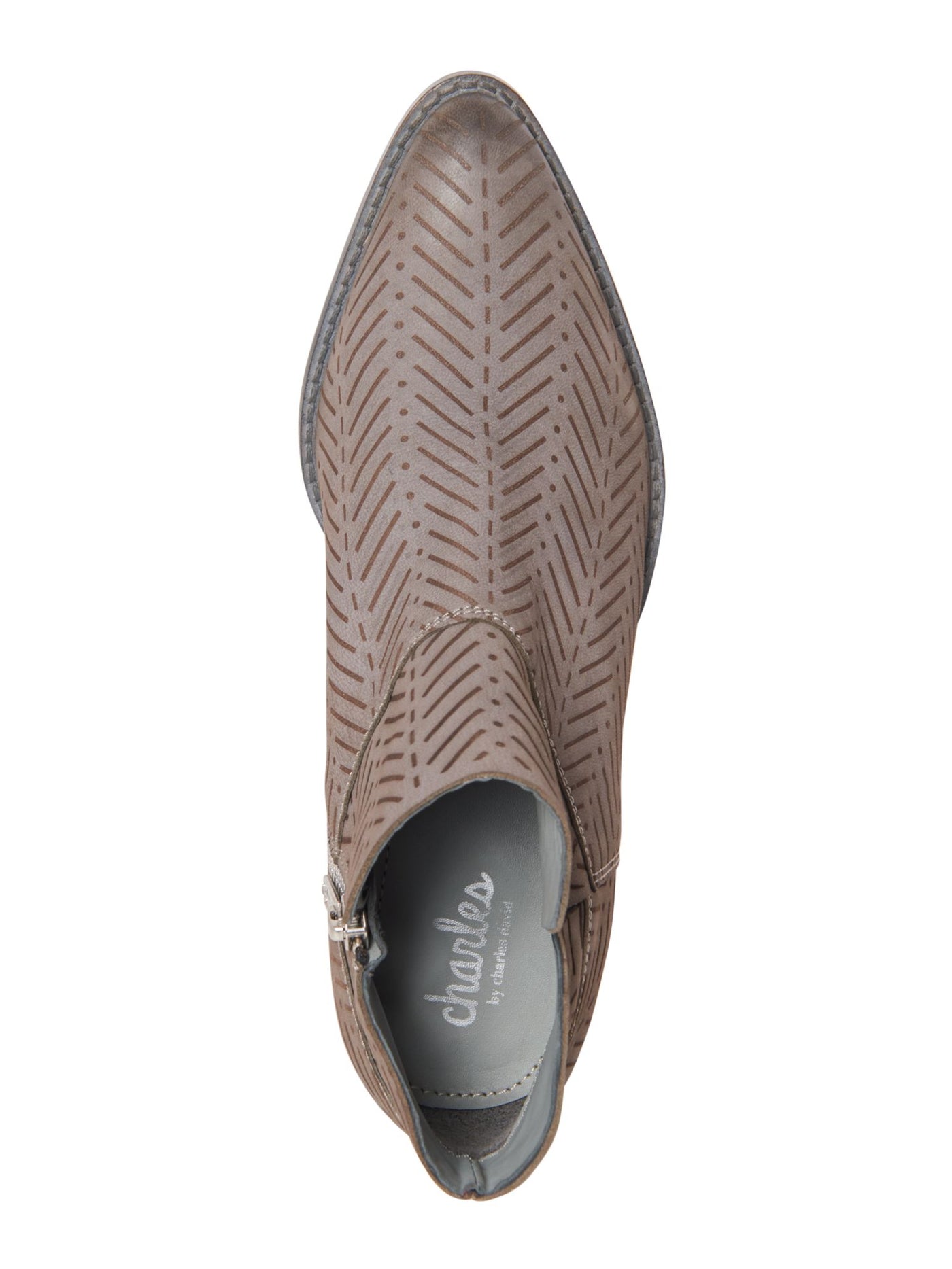 CHARLES BY CHARLES DAVID Womens Gray Perforated Padded Zander Almond Toe Block Heel Zip-Up Leather Booties 7 M
