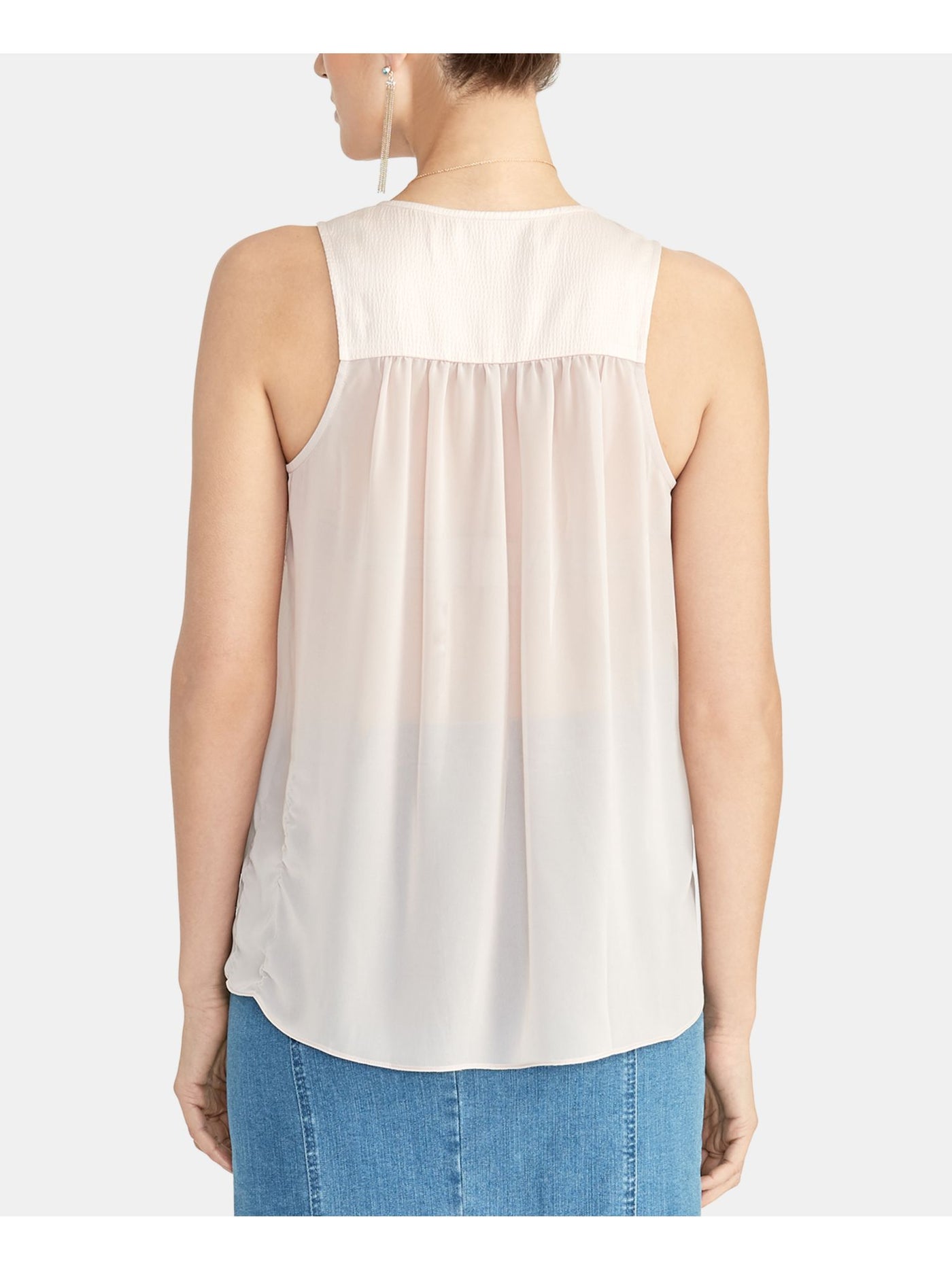 RACHEL ROY Womens Pink Sleeveless V Neck Hi-Lo Top M