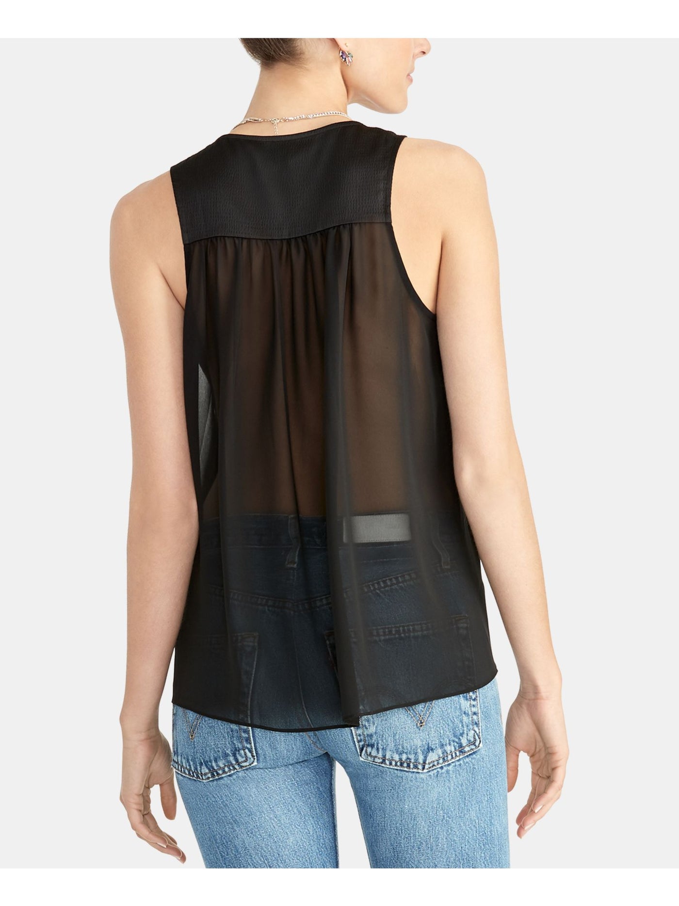 RACHEL ROY Womens Pleated Sleeveless V Neck Hi-Low Top