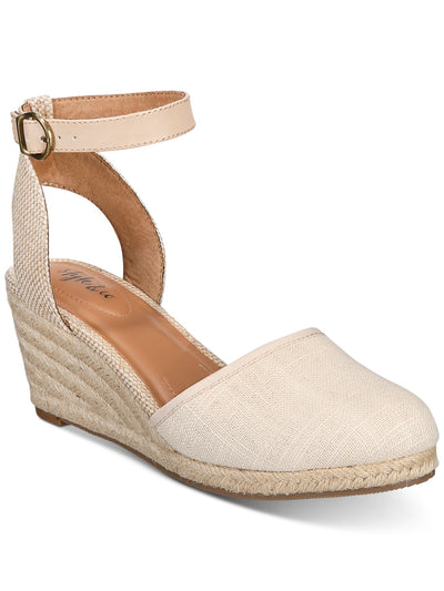 STYLE & COMPANY Womens Beige Cushioned Ankle Strap Mailena Round Toe Wedge Buckle Espadrille Shoes 9.5 M