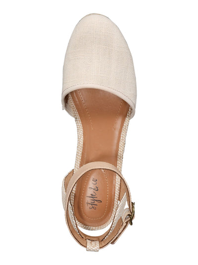 STYLE & COMPANY Womens Beige Cushioned Ankle Strap Mailena Round Toe Wedge Buckle Espadrille Shoes 9.5 M