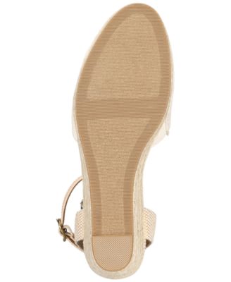 STYLE & COMPANY Womens Beige Cushioned Ankle Strap Mailena Round Toe Wedge Buckle Espadrille Shoes M