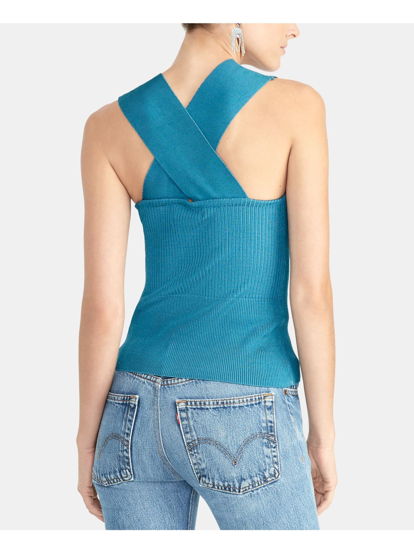 RACHEL ROY Womens Teal Sleeveless Jewel Neck Tank Top XL