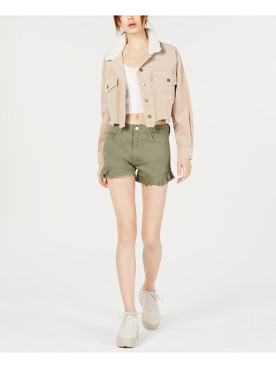 T.D.C. Womens Green Ruffled Shorts 0