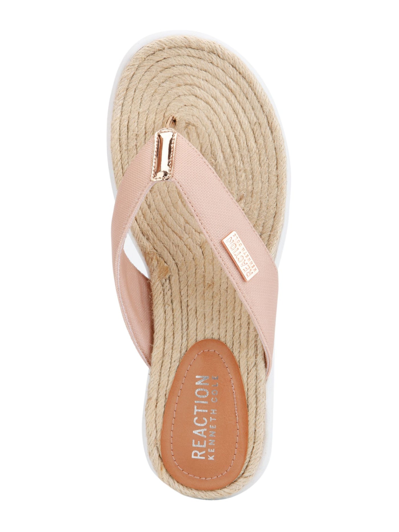 KENNETH COLE Womens Pink Jute Insole Logo Cushioned Ready Round Toe Wedge Slip On Flip Flop Sandal 5 M