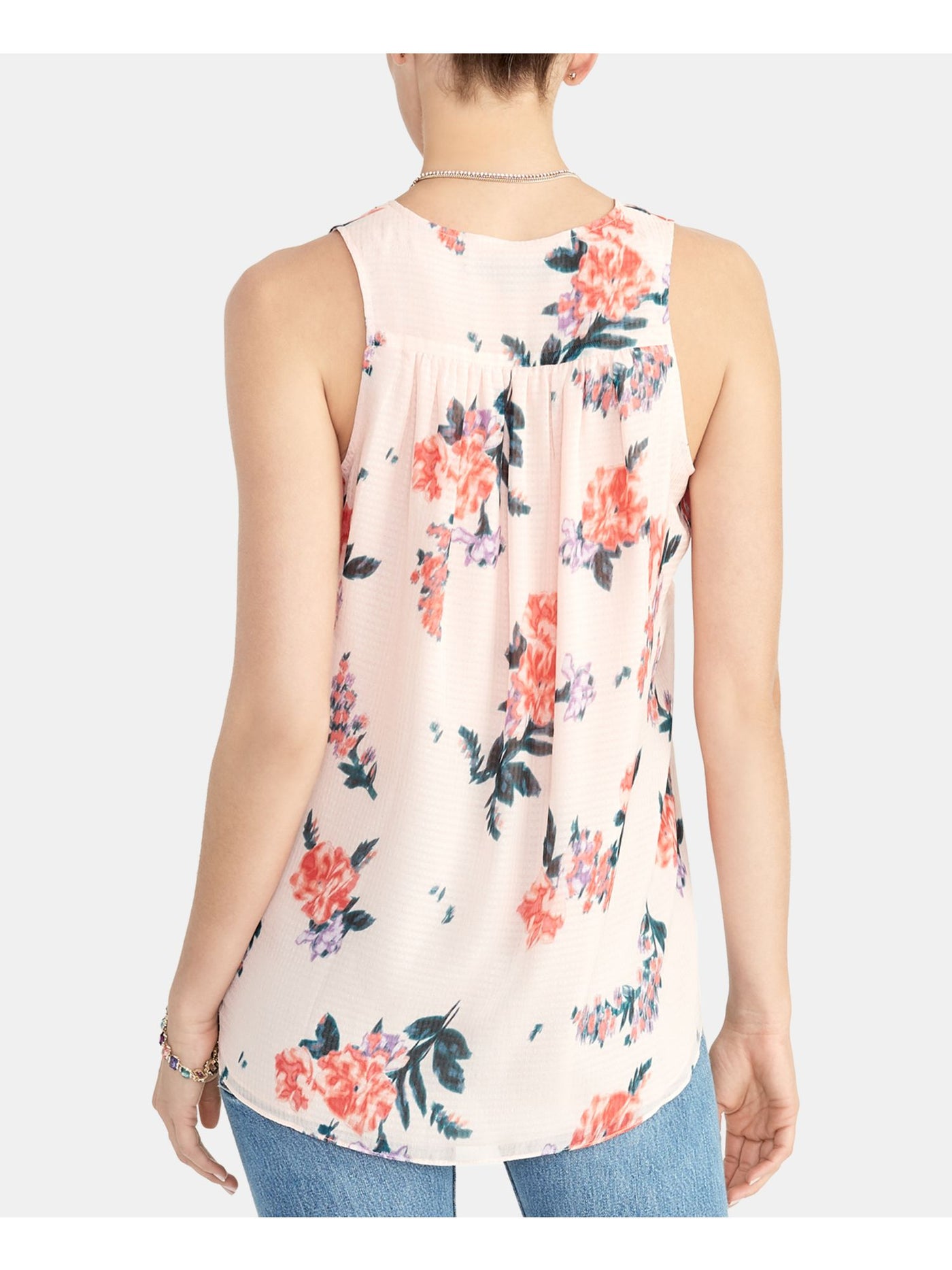 RACHEL RACHEL ROY Womens Coral Floral Sleeveless V Neck Top M