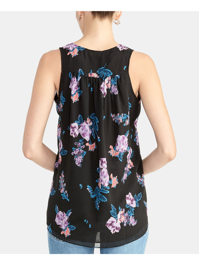 RACHEL ROY Womens Black Floral Sleeveless V Neck Top XS