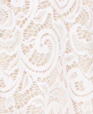 SEQUIN HEARTS Womens Beige Textured Lace Spaghetti Strap Sweetheart Neckline Short Party Fit + Flare Dress