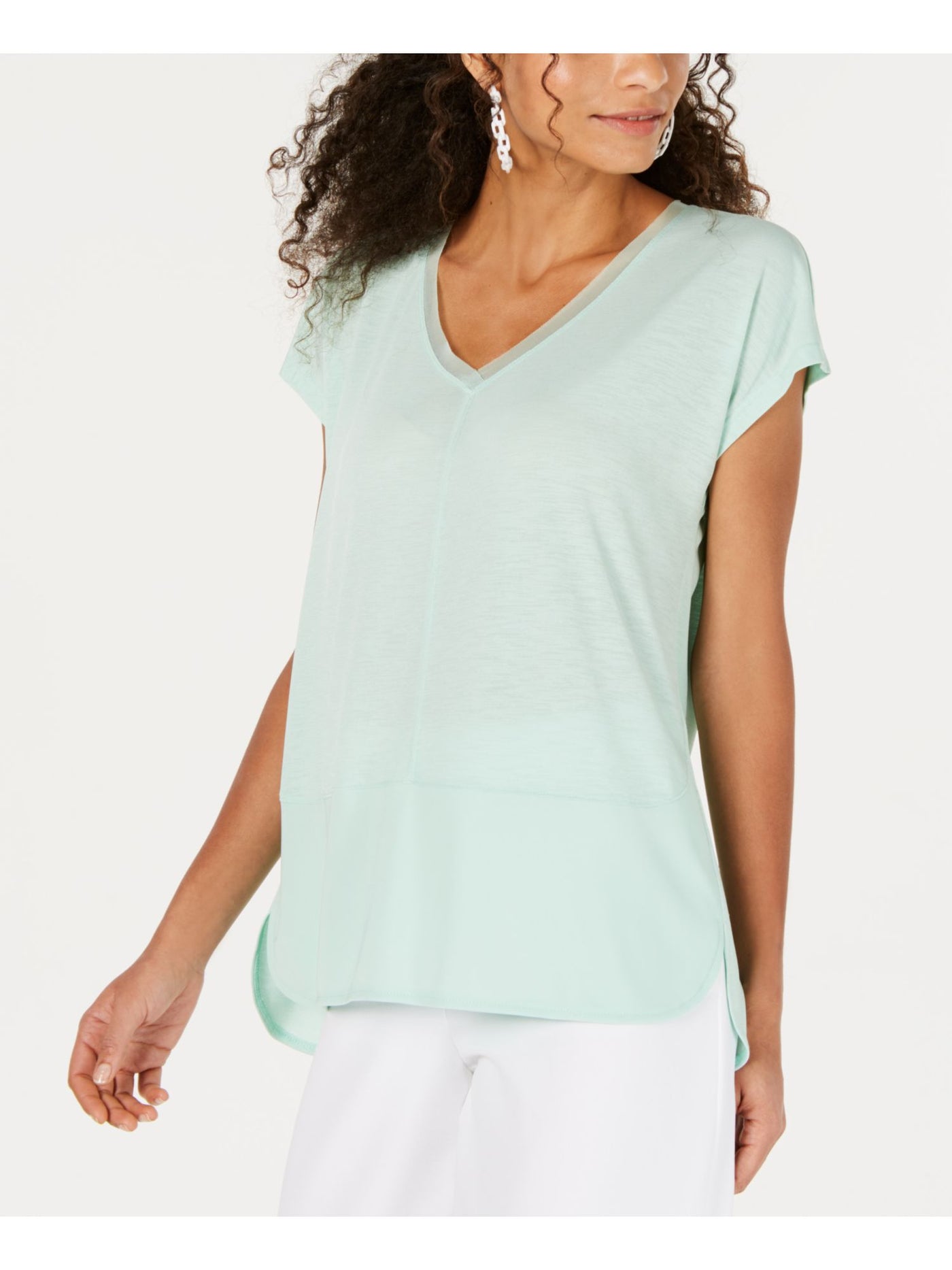 BAR III Womens Green Cap Sleeve V Neck Top Size: XXS