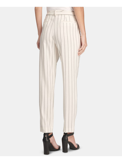 DKNY Womens Ivory Short Length Pinstripe Cropped Pants 16