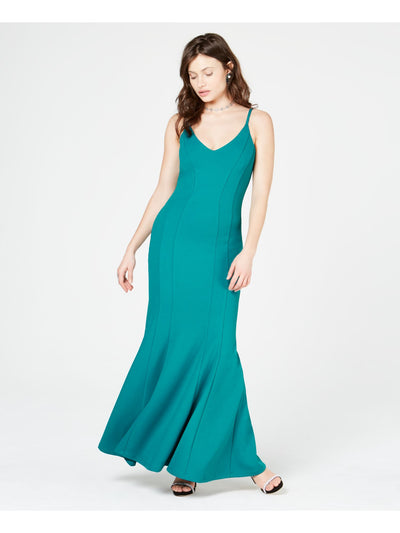 JUMP Womens Green Spaghetti Strap V Neck Maxi Sheath Dress 5\6