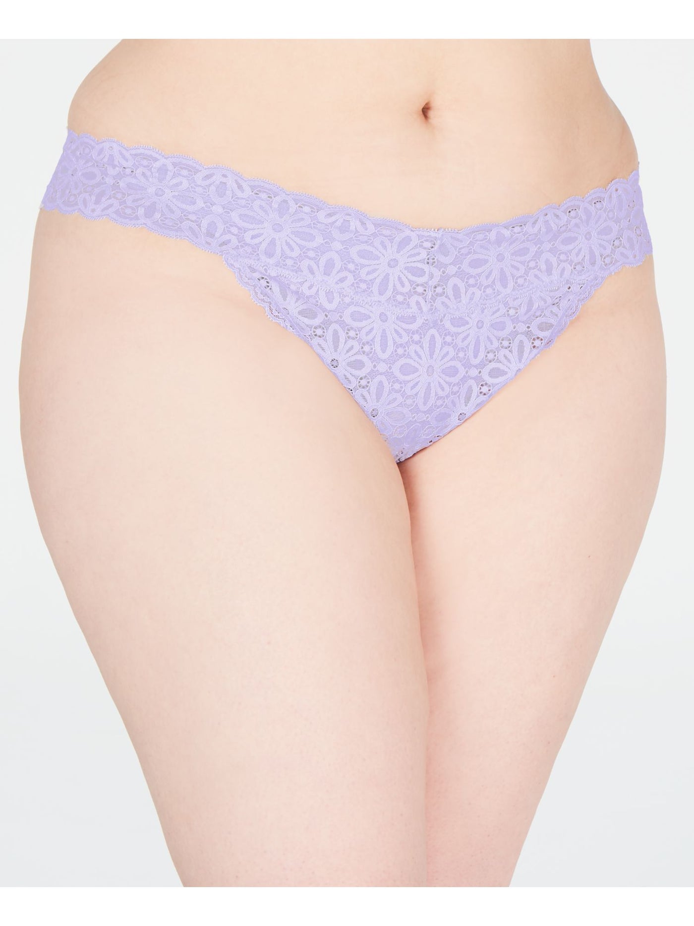 JENNI Intimates Purple Nylon Floral Everyday Thong Plus Size: ONE SIZE