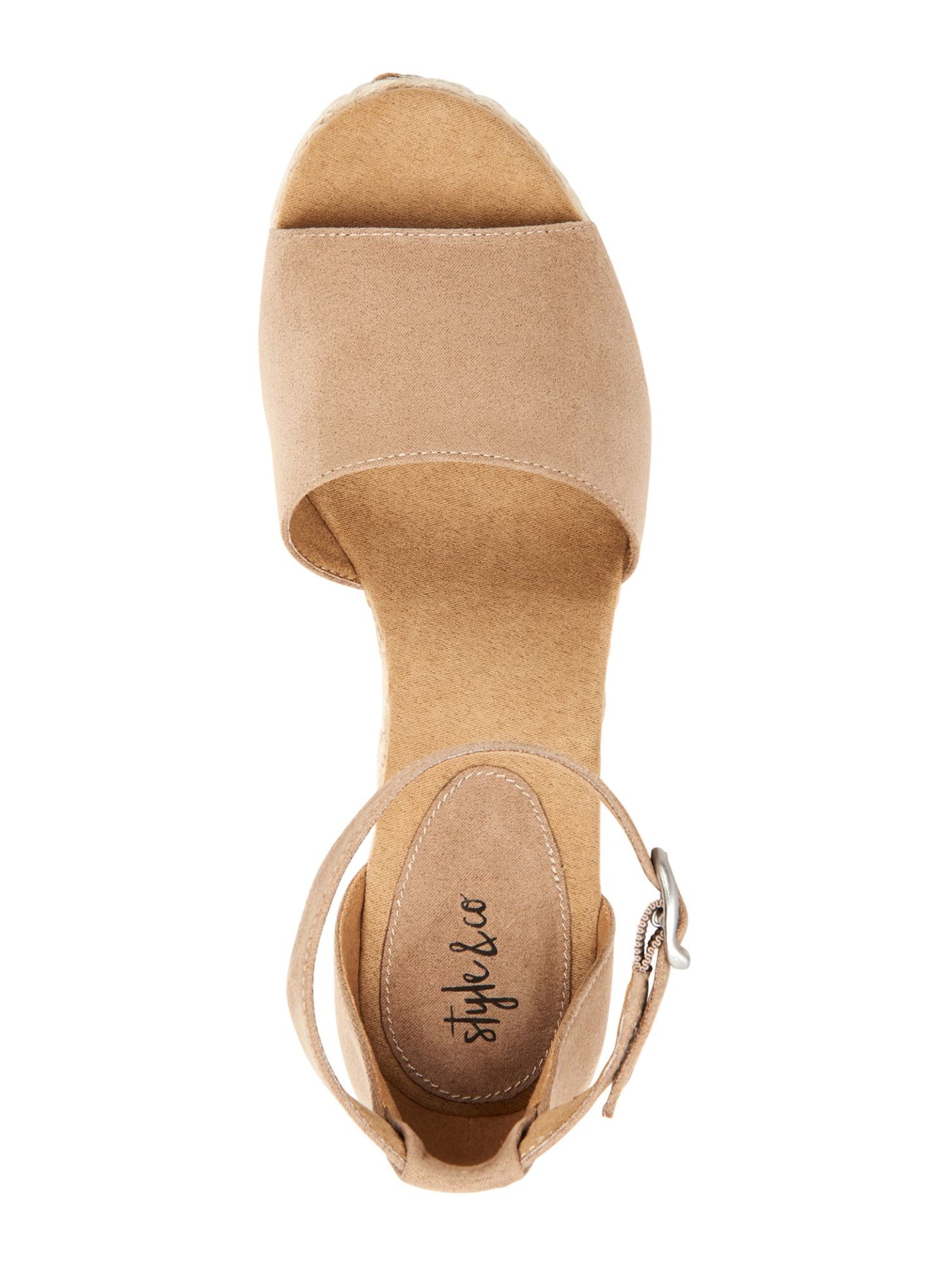 STYLE & COMPANY Womens Beige 1" Platform Braided Jute Ankle Strap Padded Seleeney Round Toe Wedge Buckle Espadrille Shoes 9 M