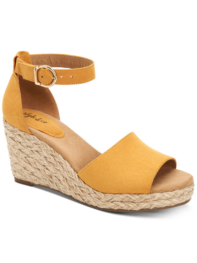 STYLE & COMPANY Womens Yellow Mc Gold 1" Platform Braided Jute Ankle Strap Padded Seleeney Round Toe Wedge Buckle Espadrille Shoes 10.5