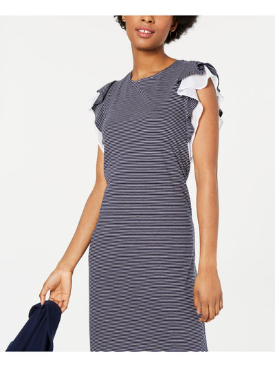 MAISON JULES Womens Jewel Neck Above The Knee Flutter Sleeve Shift Dress