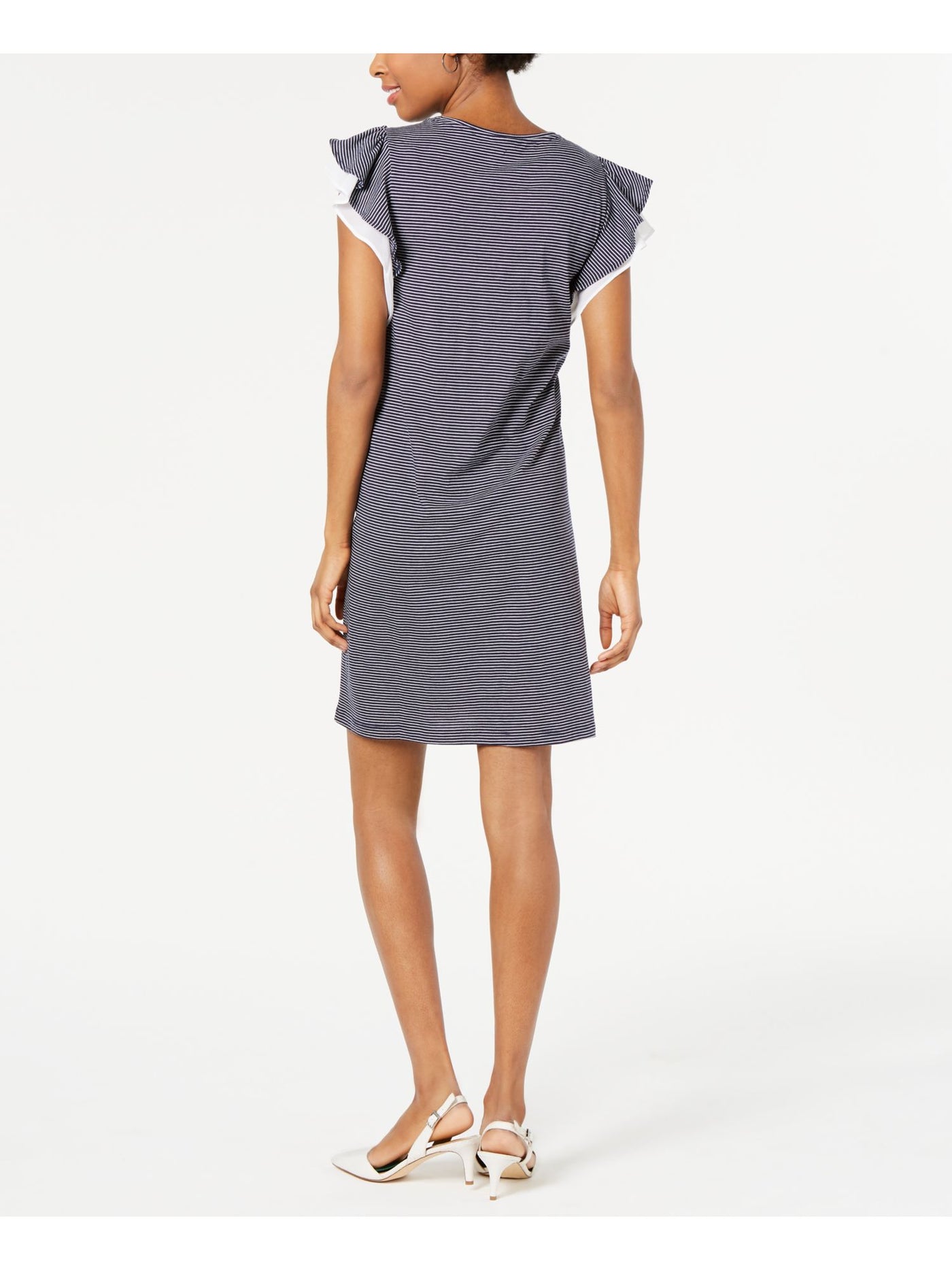 MAISON JULES Womens Jewel Neck Above The Knee Flutter Sleeve Shift Dress