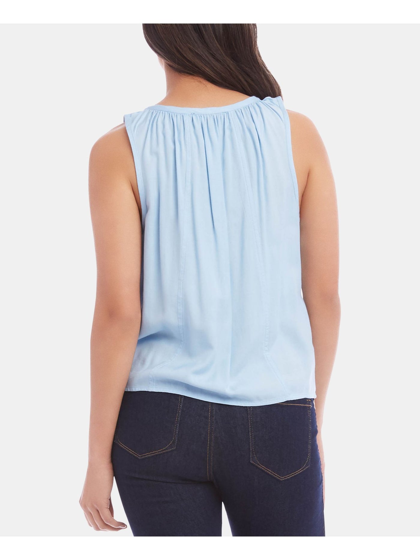 KAREN KANE Womens Blue Sleeveless V Neck Top XS