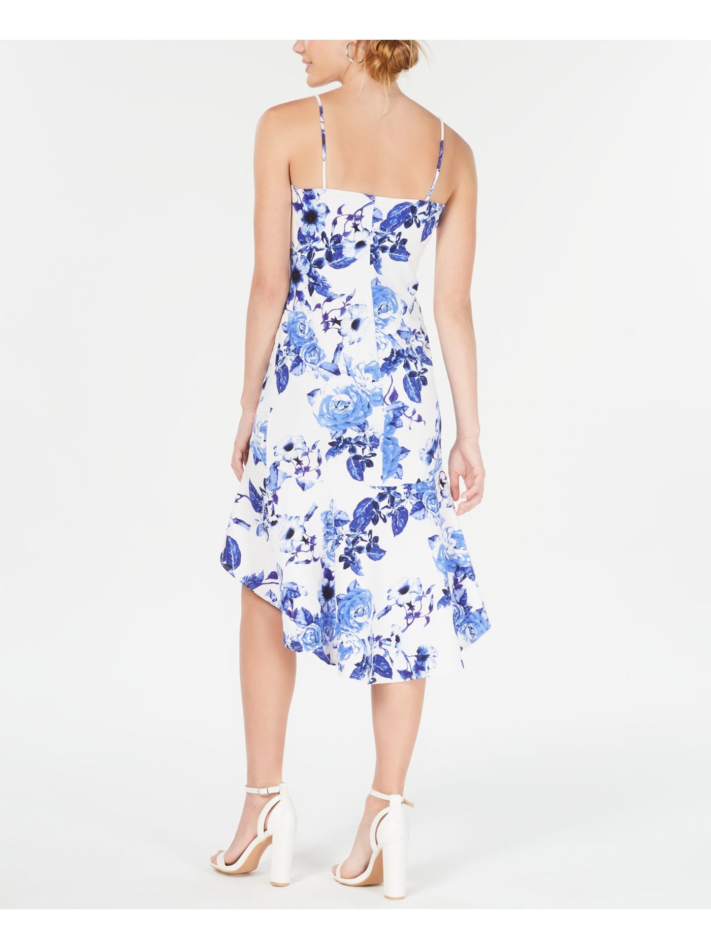 JUMP Womens White Floral Spaghetti Strap V Neck Midi Cocktail Hi-Lo Dress XS